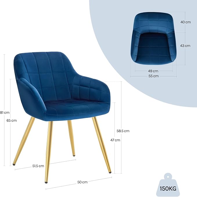 Silla Velvet Milano – Azul Noche & Dorado